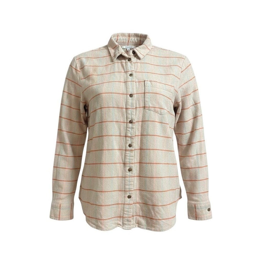 Madewell Flannel Shirt Medium Beige Plaid Button Down Long Sleeve Pocket